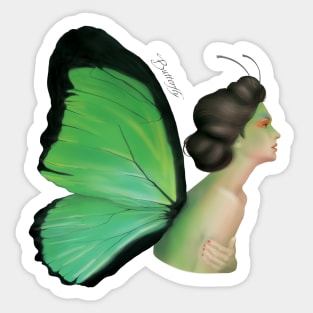 Green Butterfly Fairy Sticker